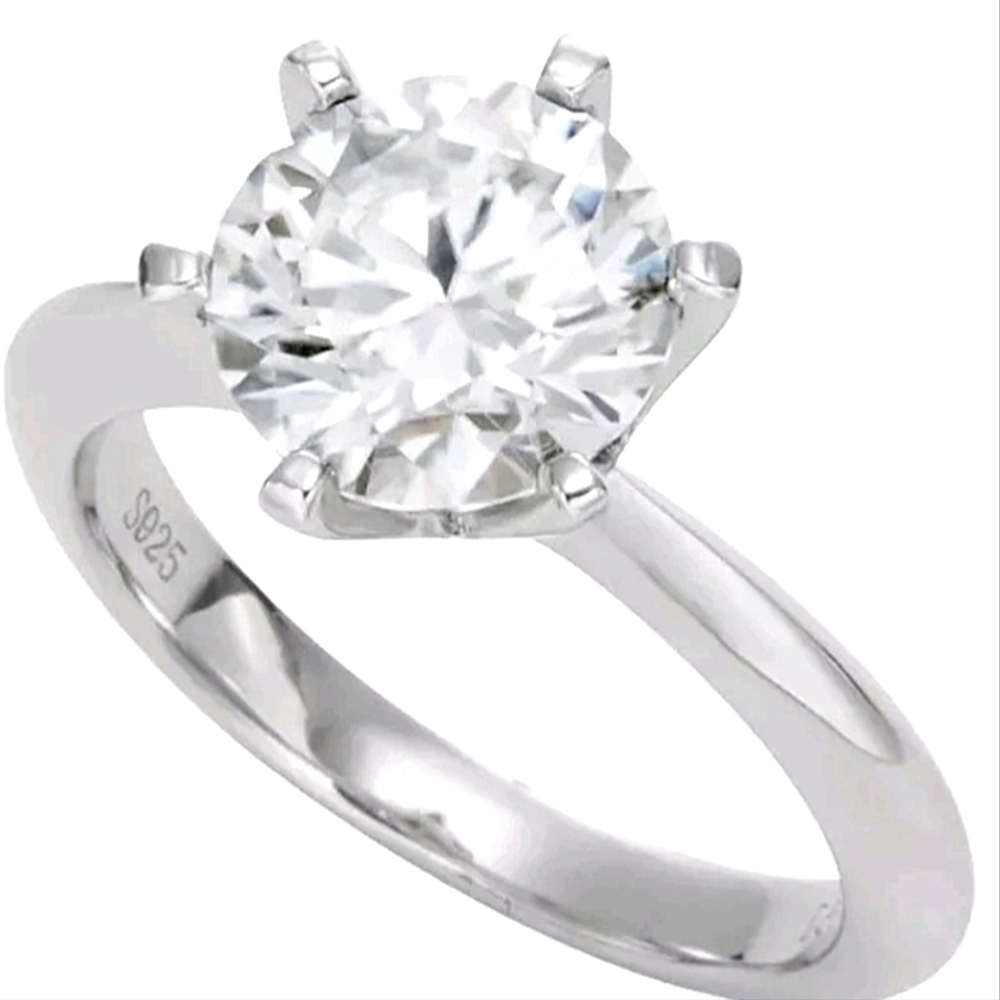 Moissanite Ring 2.55 ct DEF Size 7 Solitaire 925 Silver 18 ct White Gold Plating